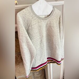 Gray Sweatshirt with Striped Hem